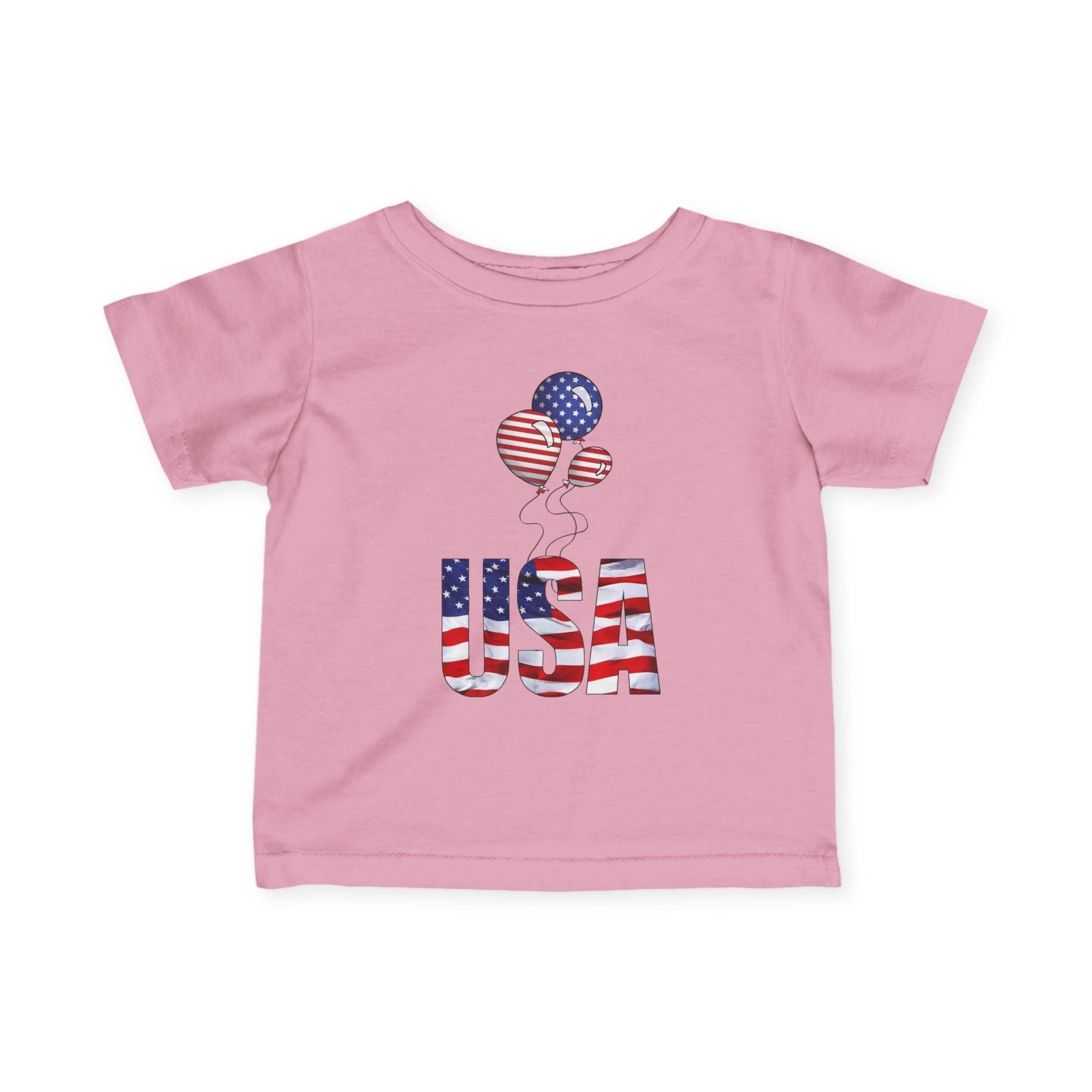 Infant Tee - USA Flag Balloons Graphic (Patriotic 4th of July Baby Shirt).