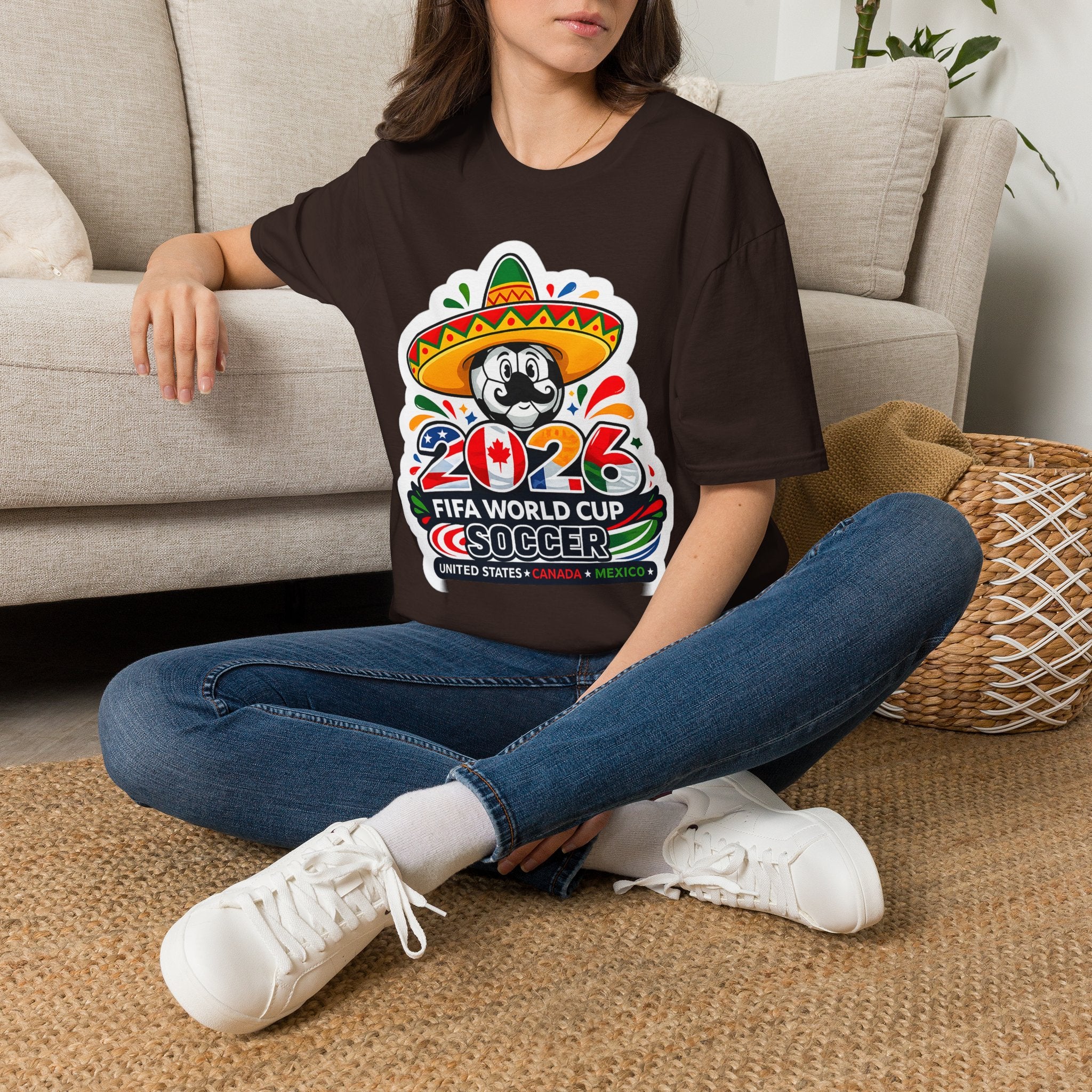 Soccer 2026 Soccer T-Shirt — Colorful Sombrero Mascot Design