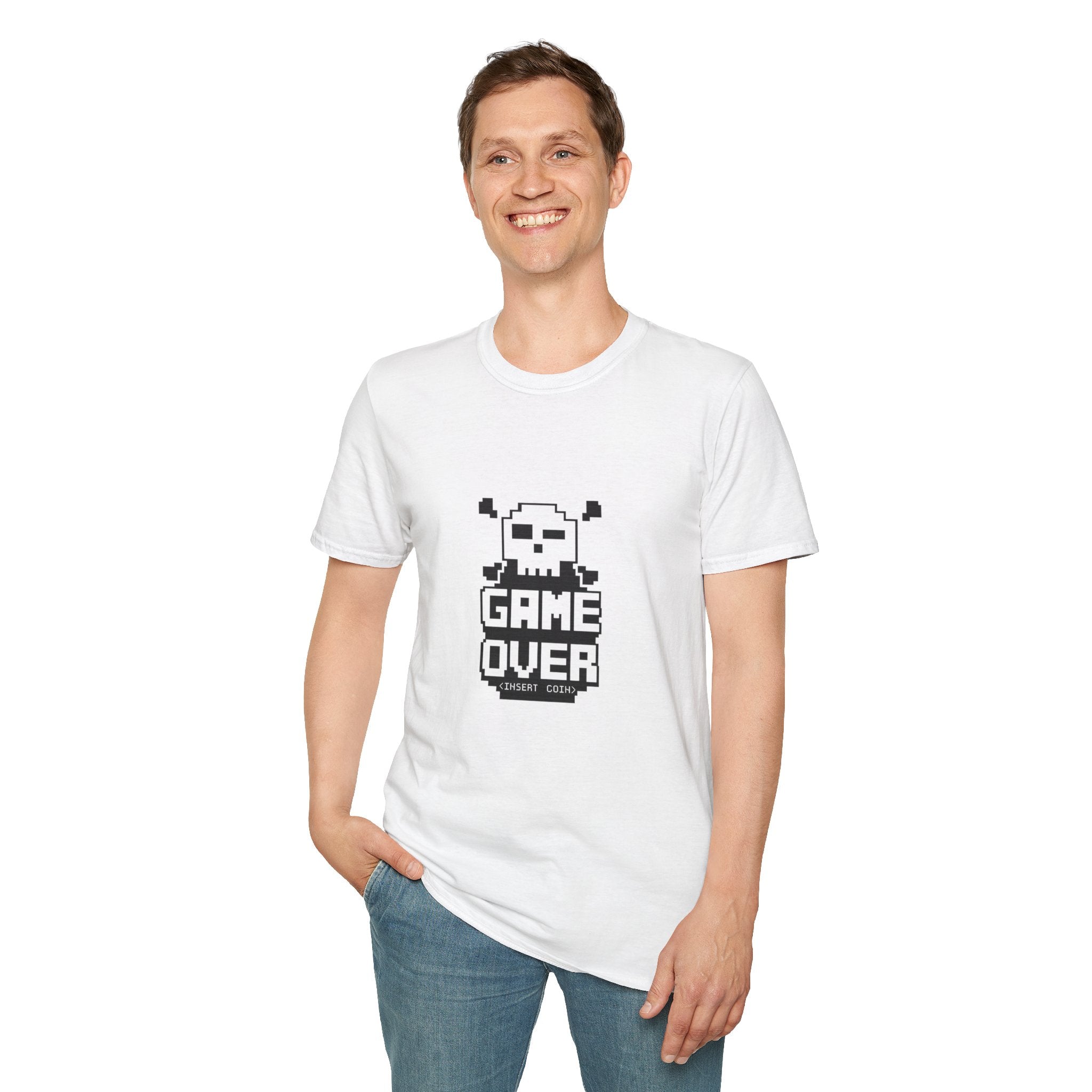 Game Over T-Shirt — Retro Pixel Skull Gamer Tee
