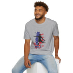 USA Soccer Player Silhouette T-Shirt — American Flag Soccer 2026 Fan Tee
