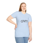 Gym Logo T‑Shirt — Minimal Fitness Tee with Barbell 'Gym' Design