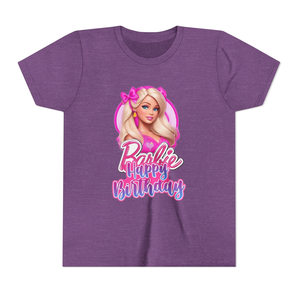 Youth Tee — "Barbie Happy Birthday" Pink Birthday Graphic Shirt