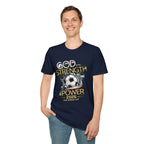 God Is My Strength Soccer T-Shirt — Christian Faith & Football Power 2026