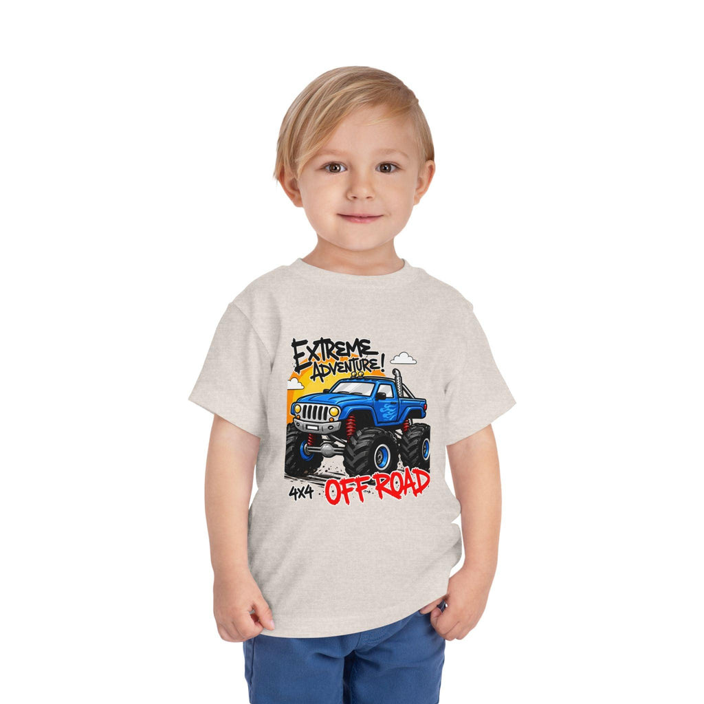 Toddler Tee - "Extreme Adventure 4x4 Off Road" Blue Monster Truck.