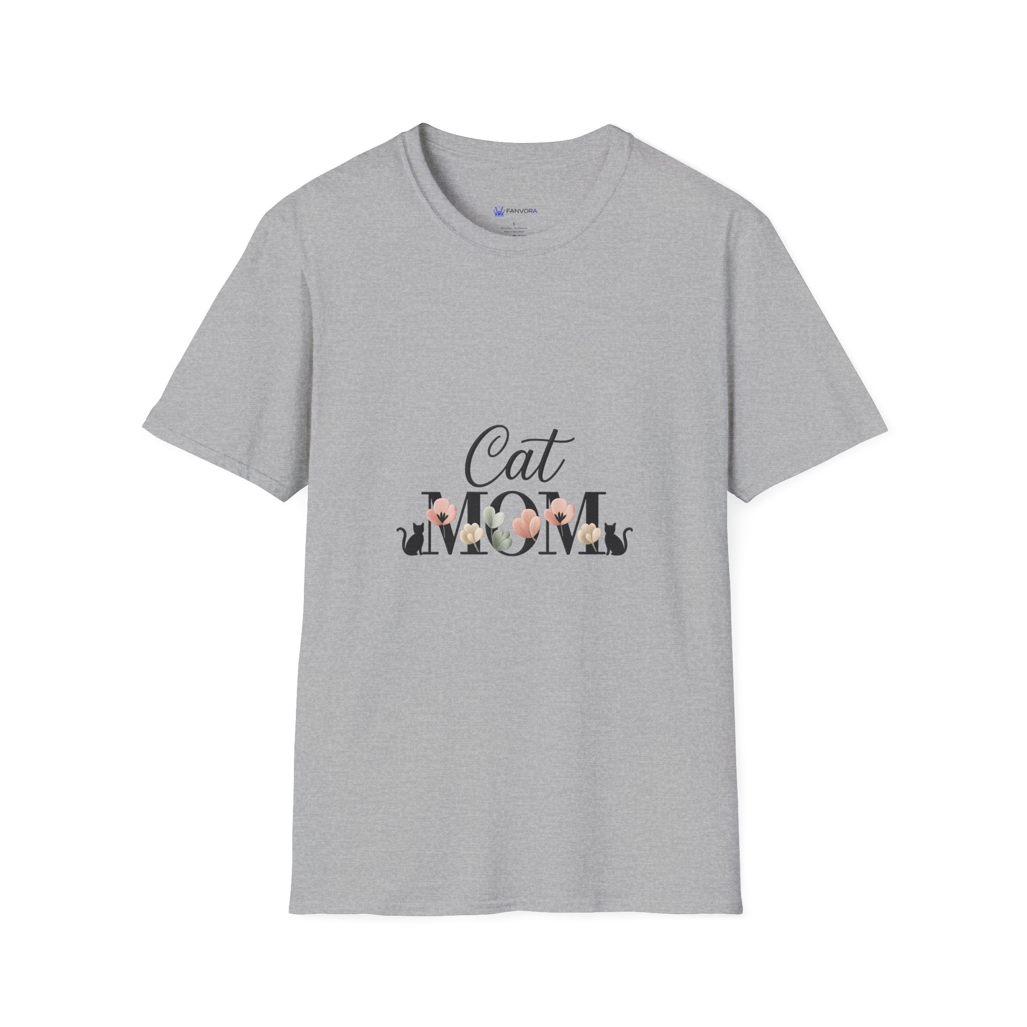 Cat Mom T-Shirt – Floral Script Cat Mom Tee, Cute Casual Gift for Cat Lovers