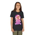 Youth Tee — "Barbie Happy Birthday" Pink Birthday Graphic Shirt