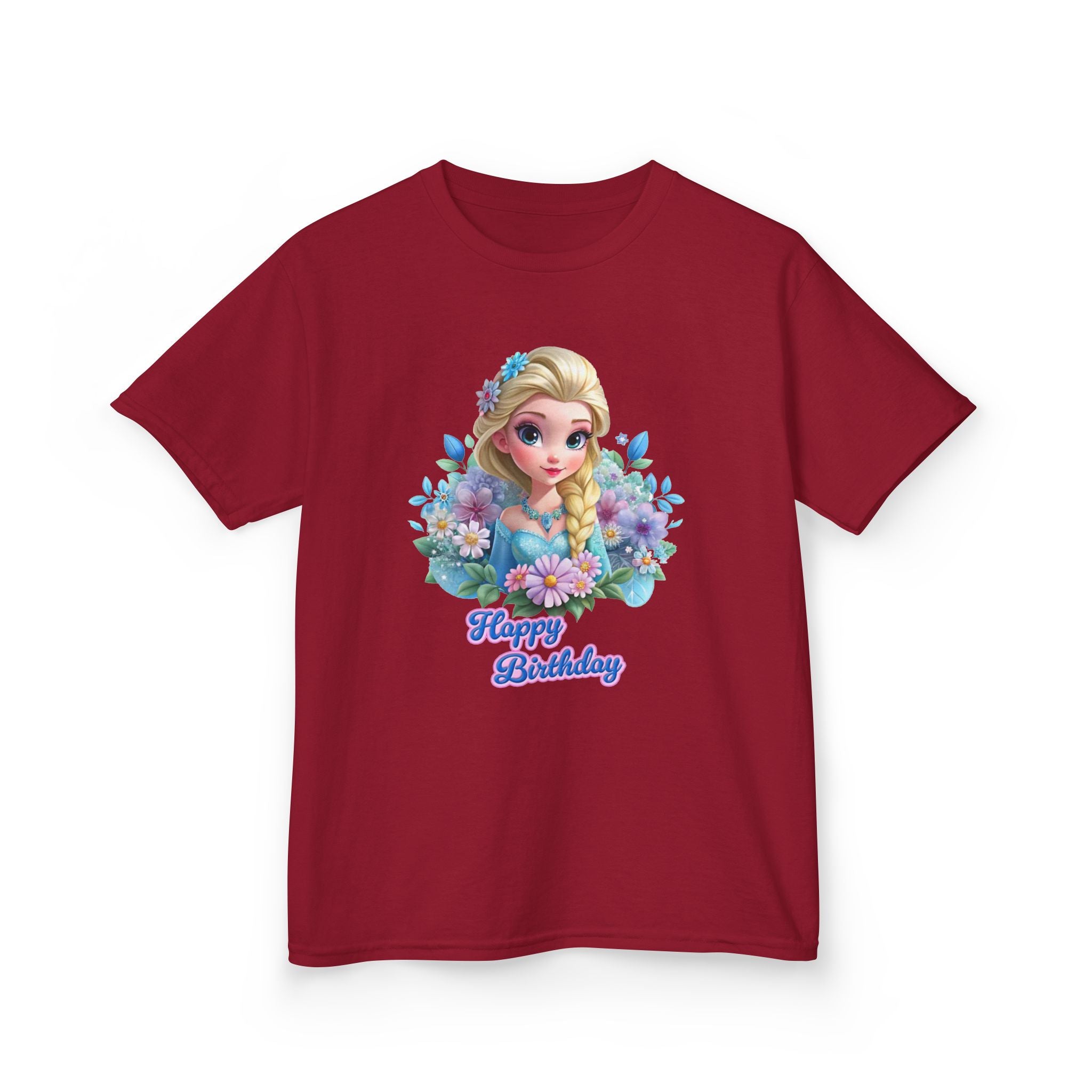 Kids Tee — 'Happy Birthday' Princess Floral Design