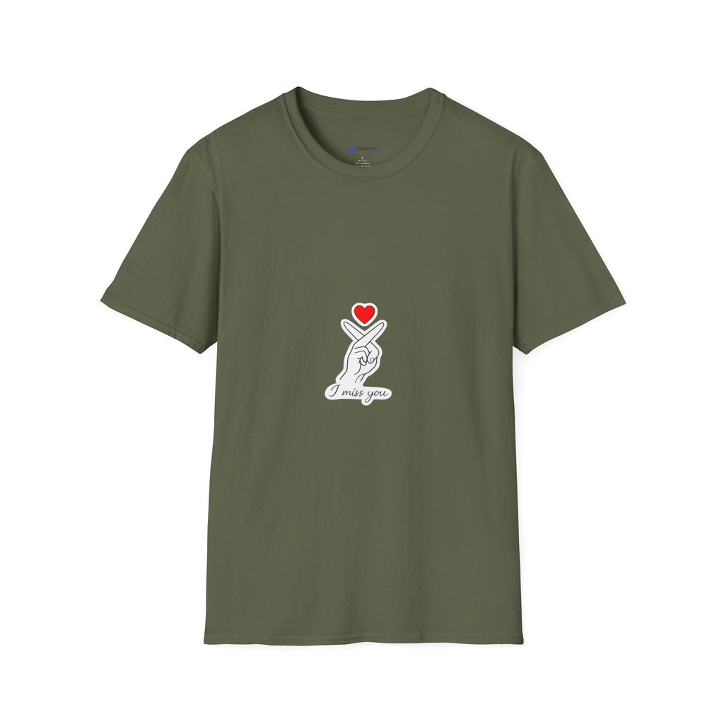 Korean Finger Heart T‑Shirt – I Miss You Minimalist Graphic Tee