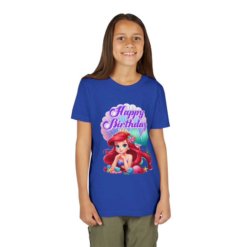 Birthday Youth Tee - Cute Mermaid "Happy Birthday" Graphic