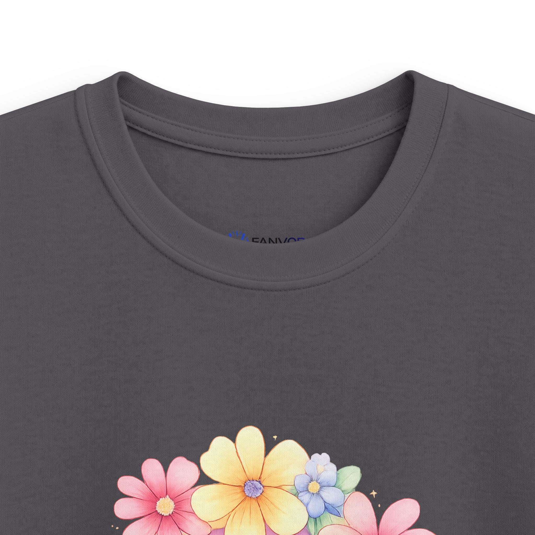 Kids Tee — Pastel Rainbow "Happy Birthday" Floral Design