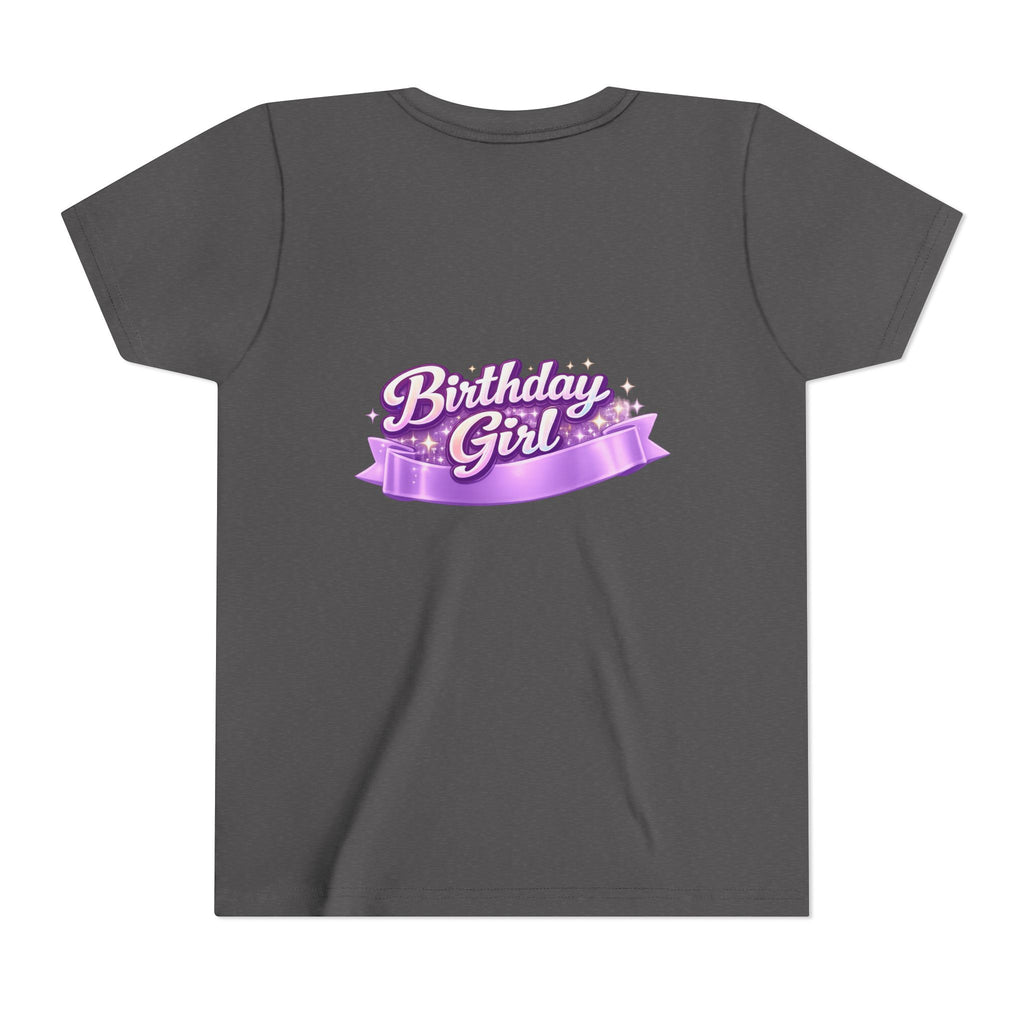 Girls' 5th Birthday Tee - 'Happy Birthday' Glitter Stars Design