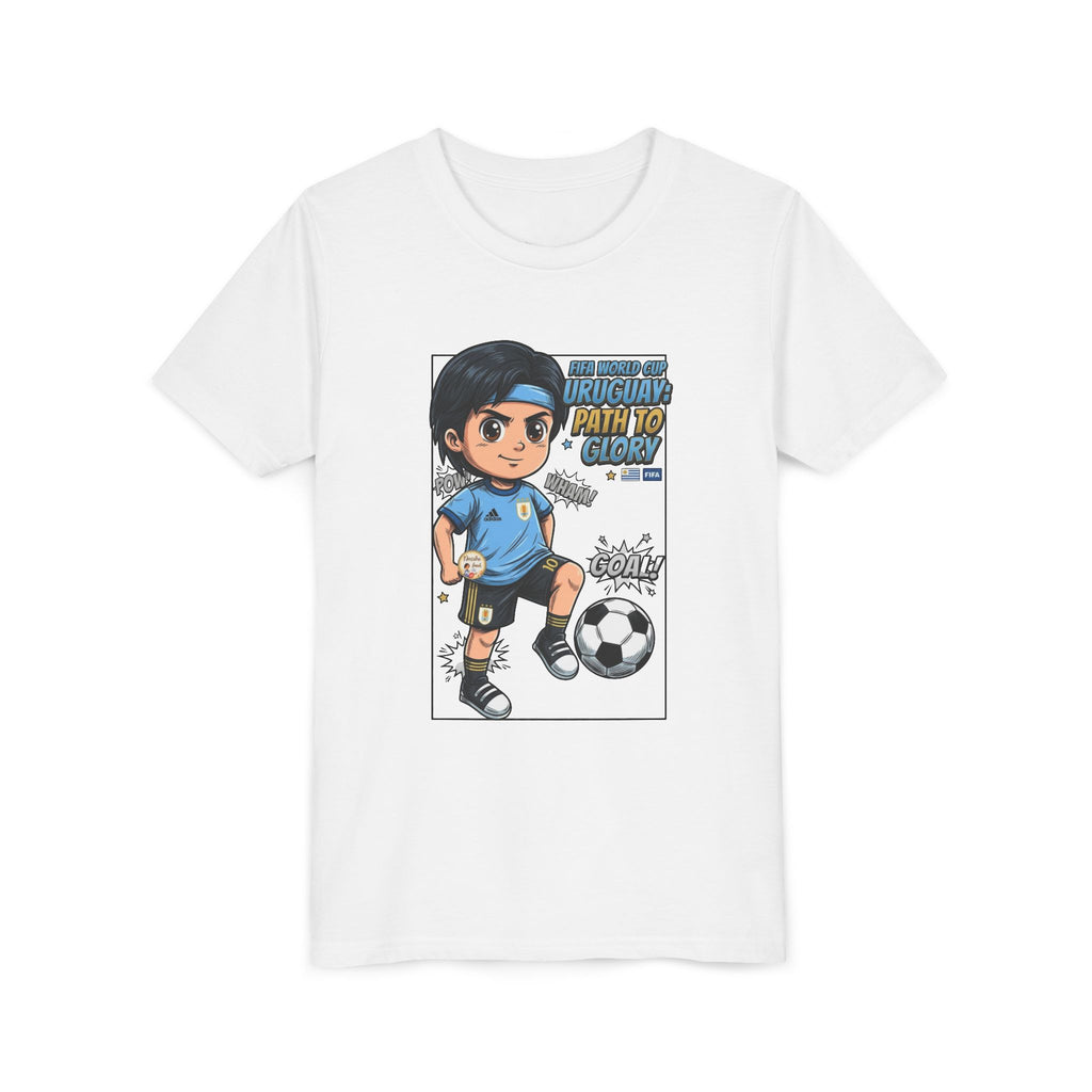 Youth Soccer Tee – Cute Cartoon Player "Ready to Score" Kids Jersey