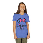 Birthday Girl Youth Tee — Pink Bow Party Shirt for Girls