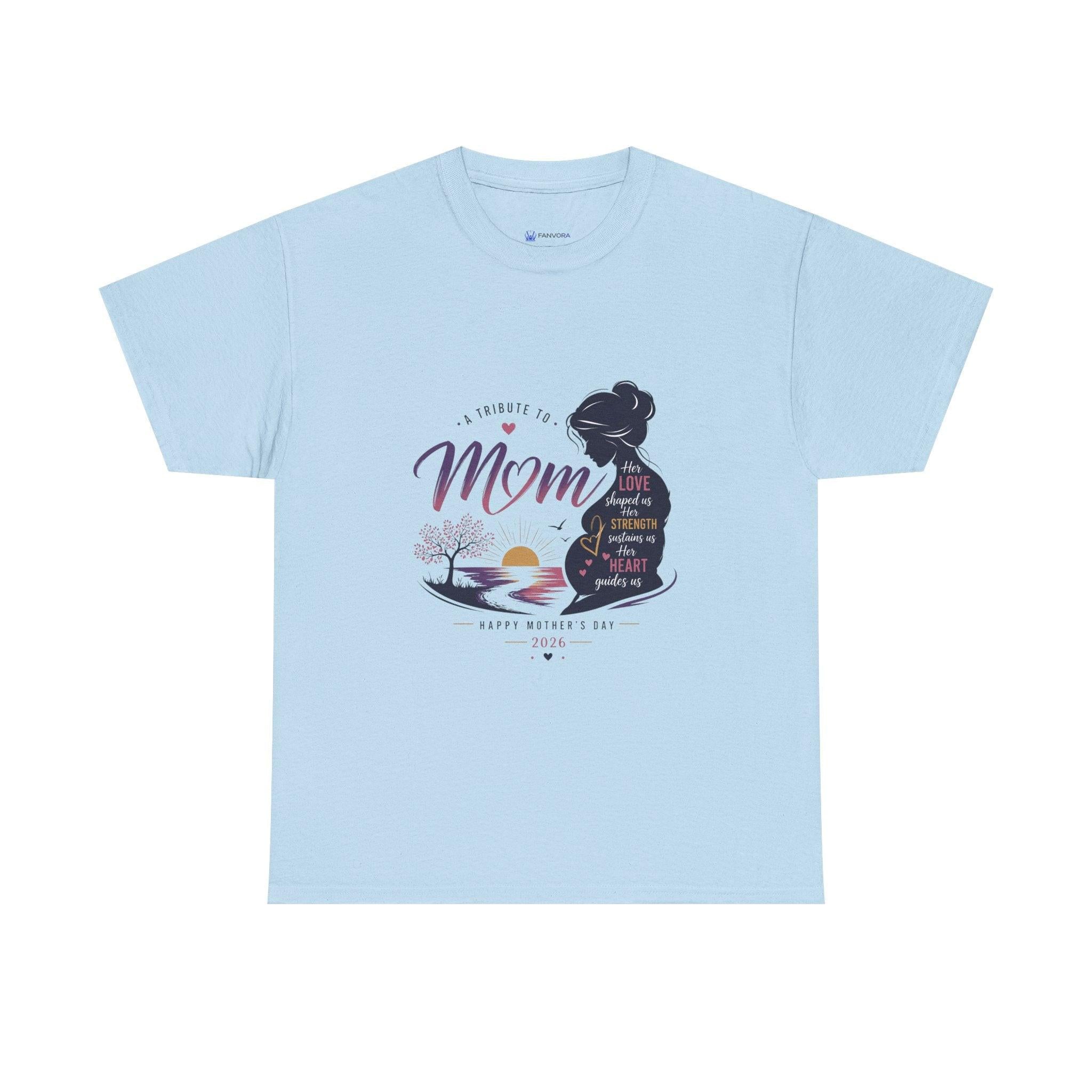 Mom Silhouette Sunset T-Shirt — "Super Mom" Graphic Tee for Mother's Day.