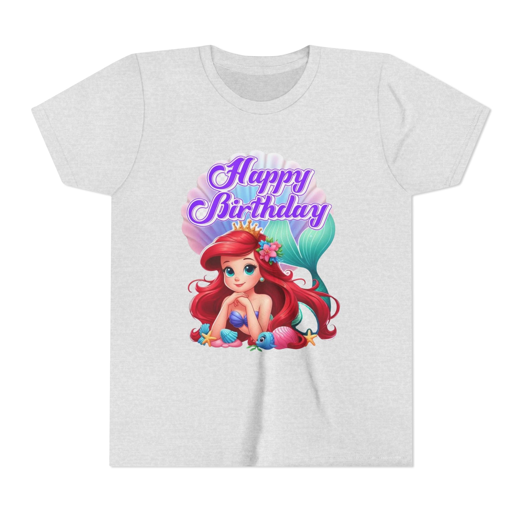 Birthday Youth Tee - Cute Mermaid "Happy Birthday" Graphic