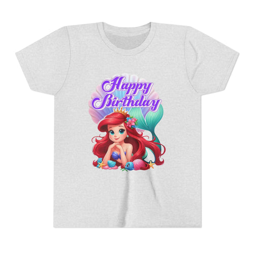 Birthday Youth Tee - Cute Mermaid "Happy Birthday" Graphic