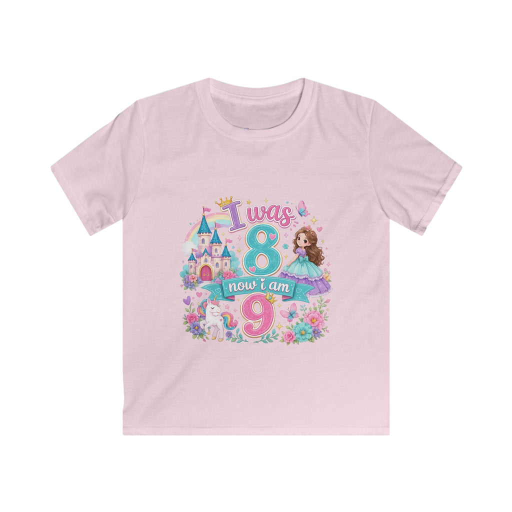 Girls' Princess 8th Birthday T-Shirt — "This Is How I Turn 8" Floral Castle Tee