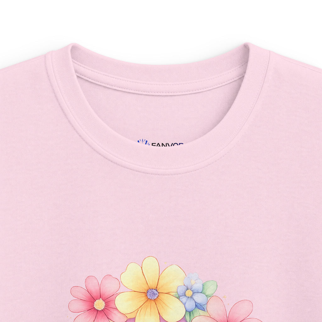 Kids Tee — Pastel Rainbow "Happy Birthday" Floral Design