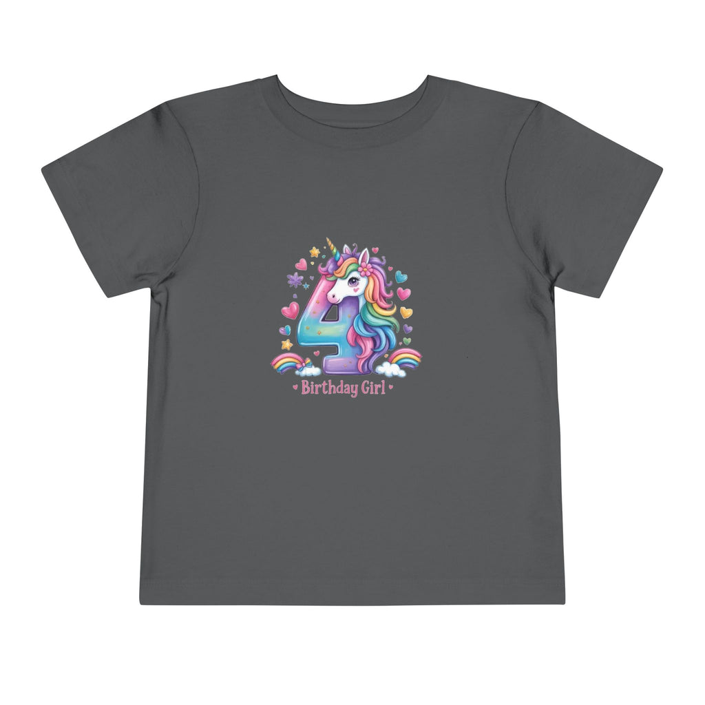 4th Birthday Unicorn Toddler Tee — "Birthday Girl"