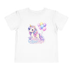 Toddler Tee — Pastel Unicorn "Happy Birthday" Shirt with Balloons
