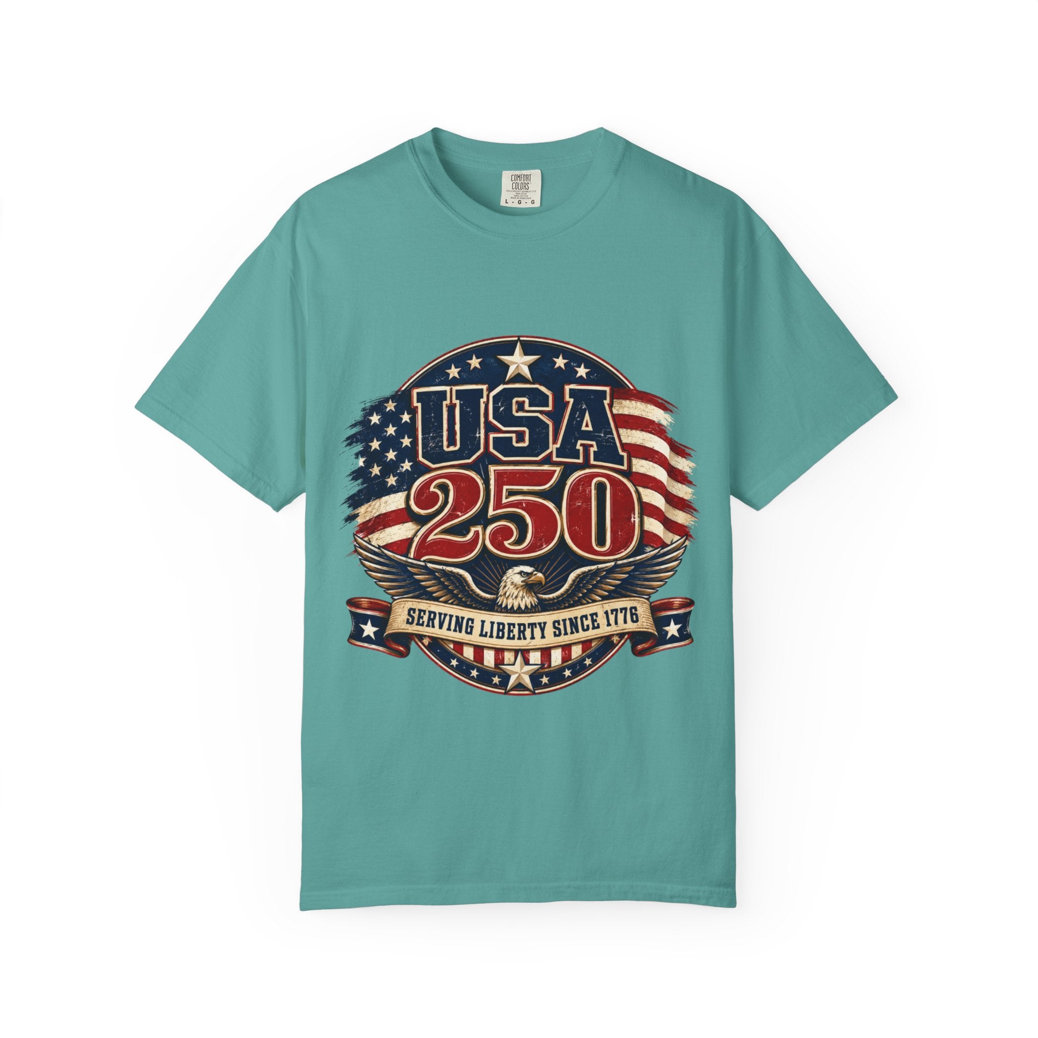 USA 250 T-Shirt — Patriotic "Serving Liberty Since 1776" Anniversary Tee