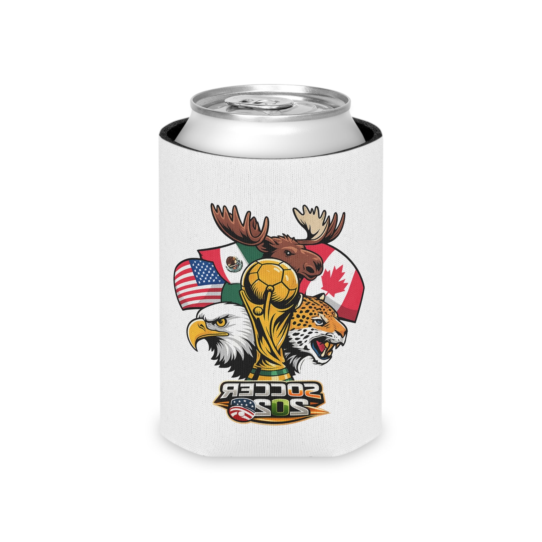 Mascot Can Cooler – Flags & Trophy Beer Koozie