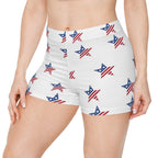 American Flag Star Women's Shorts — Patriotic Fourth of July Swim/Activewear.