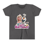 Kids' Birthday Tee - Cute Princess and Snowman "Happy Birthday" Graphic