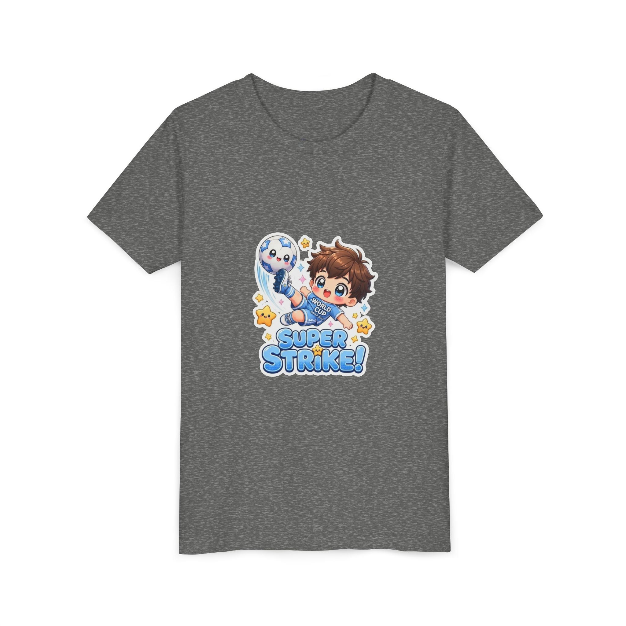 Youth Tee - Cute 'Super Strike!' Soccer Boy Graphic