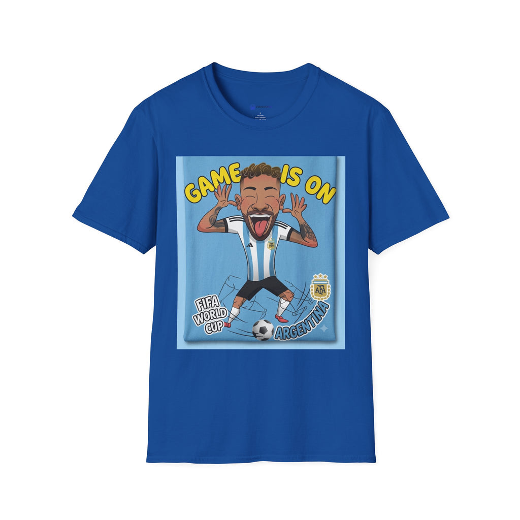 Soccer Fan T-Shirt — "Game Is On" Cartoon Player Graphic