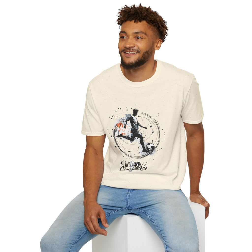 Soccer Player Silhouette T‑Shirt — 2026 Grunge Football Design