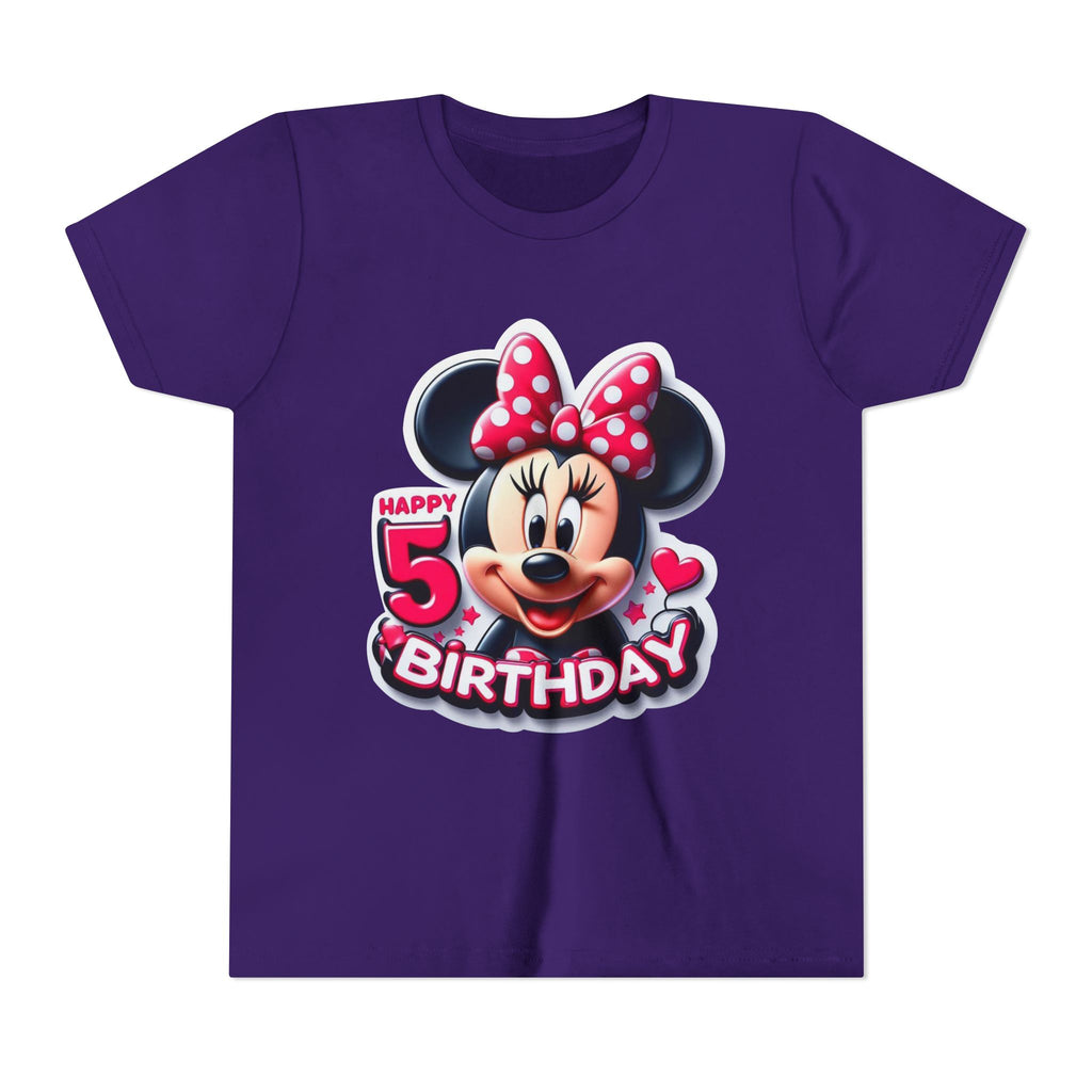 Minnie Mouse Happy 5th Birthday Youth Tee