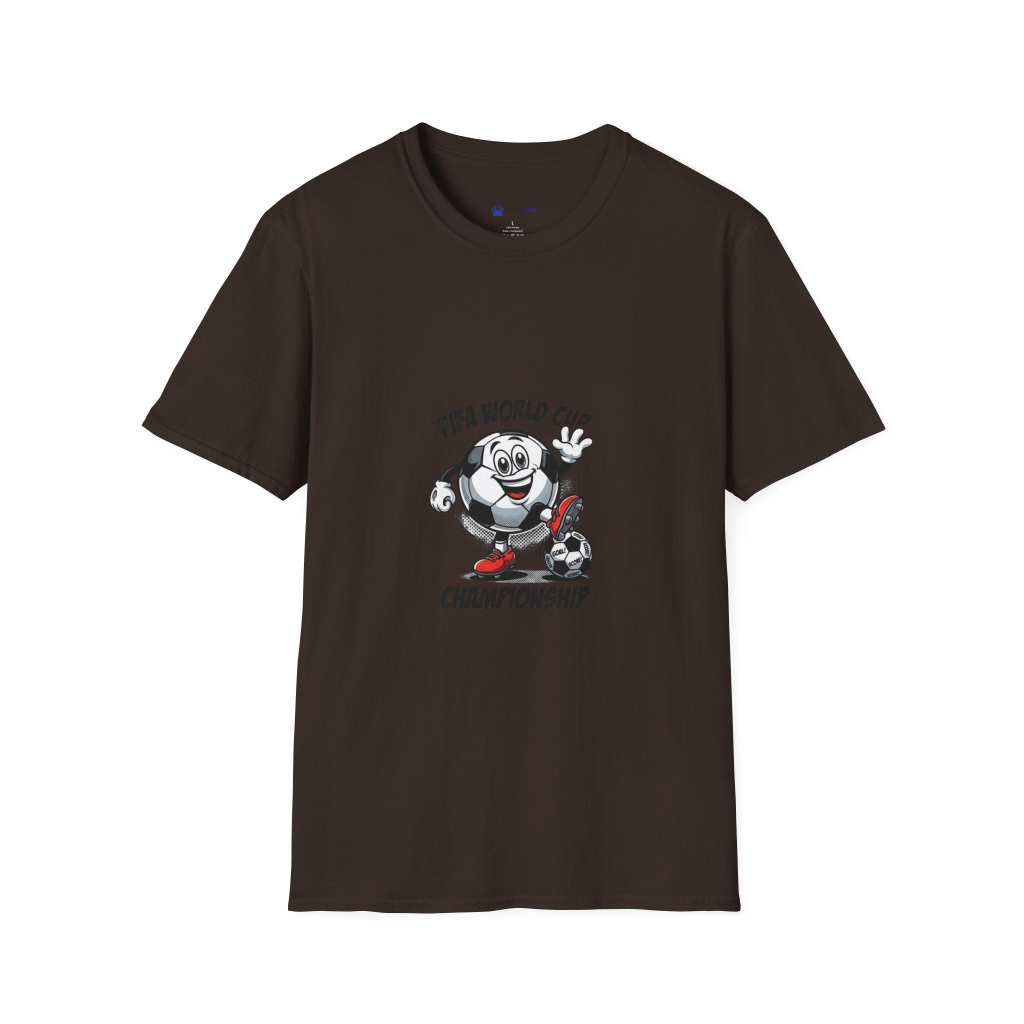SPORTS comic style Cartoon Mascot T-Shirt — Championship Soccer Tee