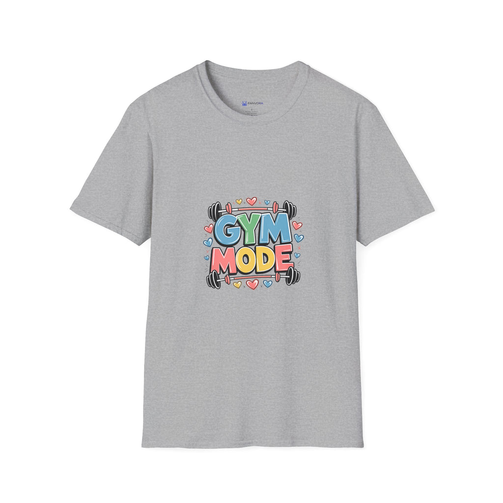 Gym Mode T-Shirt — Cute Barbell Fitness Tee for Gym Lovers