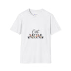 Cat Mom T-Shirt – Floral Script Cat Mom Tee, Cute Casual Gift for Cat Lovers