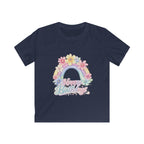 Kids Tee — Pastel Rainbow "Happy Birthday" Floral Design
