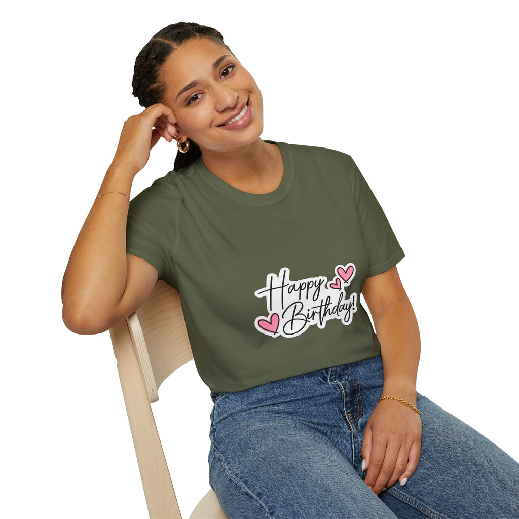 Birthday T-Shirt — "Happy Birthday" Heart Graphic