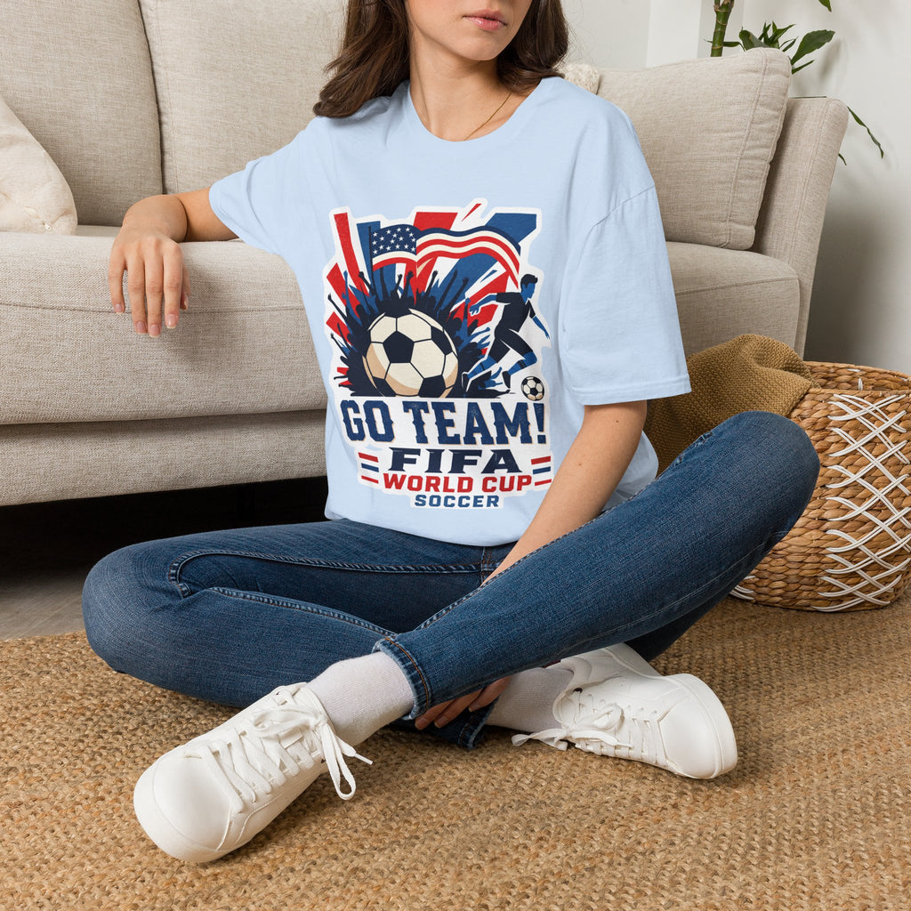 Soccer  Cup T-Shirt – "Go Team! Cup Soccer" USA Flag Design