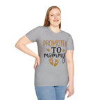 Promoted to Mommy T-Shirt — Pregnancy Announcement Tee with Gold Hearts & Baby Footprints