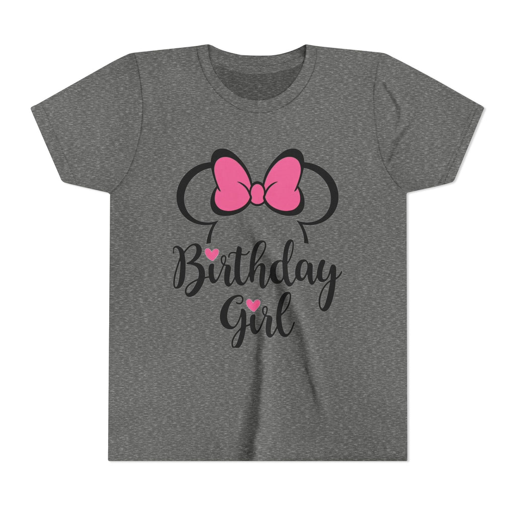 Birthday Girl Youth Tee — Pink Bow Party Shirt for Girls