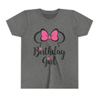 Birthday Girl Youth Tee — Pink Bow Party Shirt for Girls