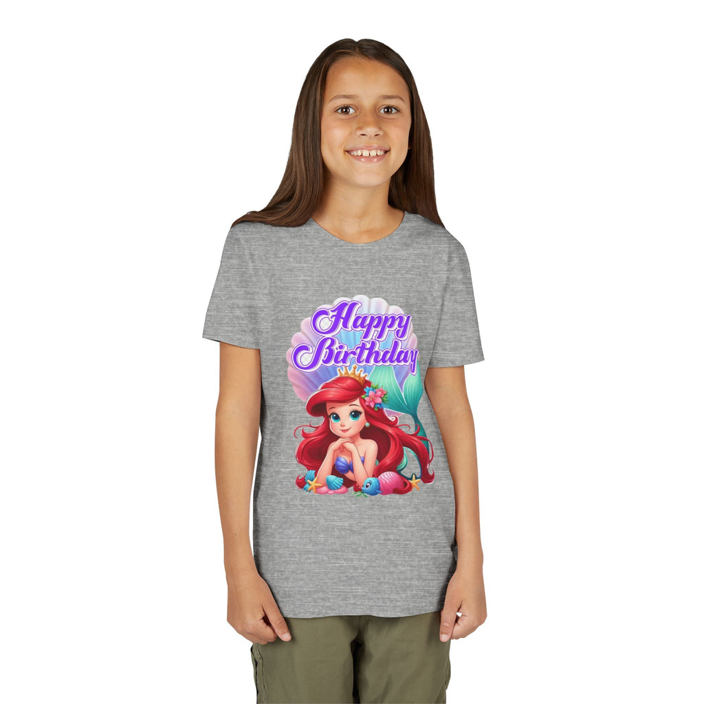 Birthday Youth Tee - Cute Mermaid "Happy Birthday" Graphic