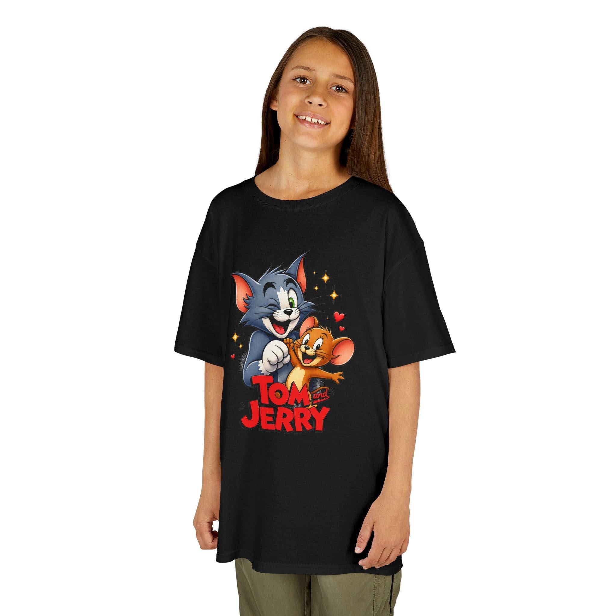 Tom & Jerry Kids T‑Shirt – Vintage Cartoon Cat and Mouse Graphic Tee.