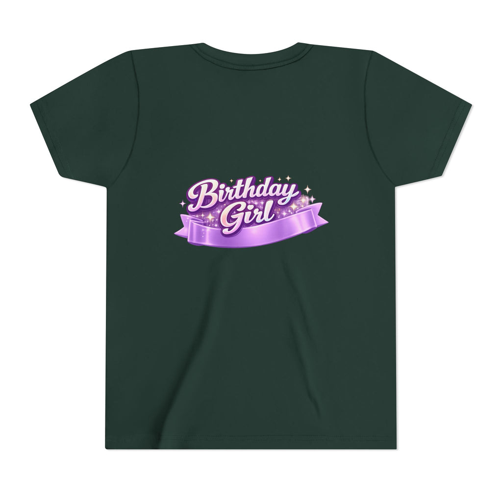 Girls' 5th Birthday Tee - 'Happy Birthday' Glitter Stars Design