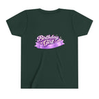 Girls' 5th Birthday Tee - 'Happy Birthday' Glitter Stars Design