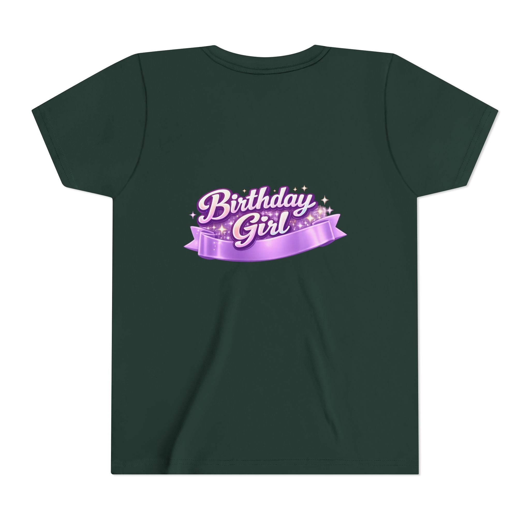 Girls' 5th Birthday Tee - 'Happy Birthday' Glitter Stars Design