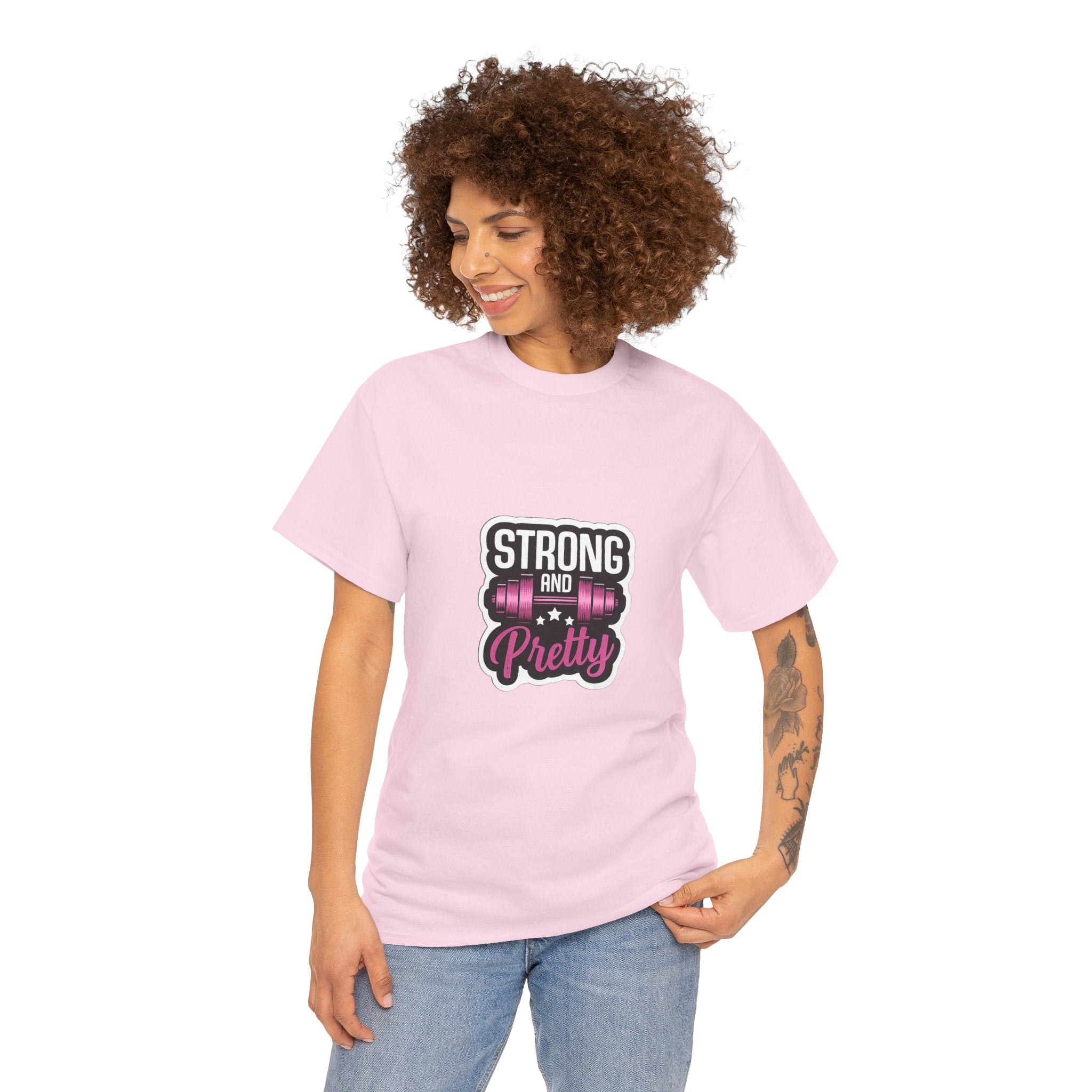 Strong and Pretty Tee — 'Strong and Pretty' Fitness Graphic T-Shirt