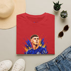 Soccer Player Graphic T-Shirt — 'England Legend' Blue Splash Design