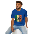 Gym Retro Blocks T‑Shirt — Vintage Fitness Silhouette Tee