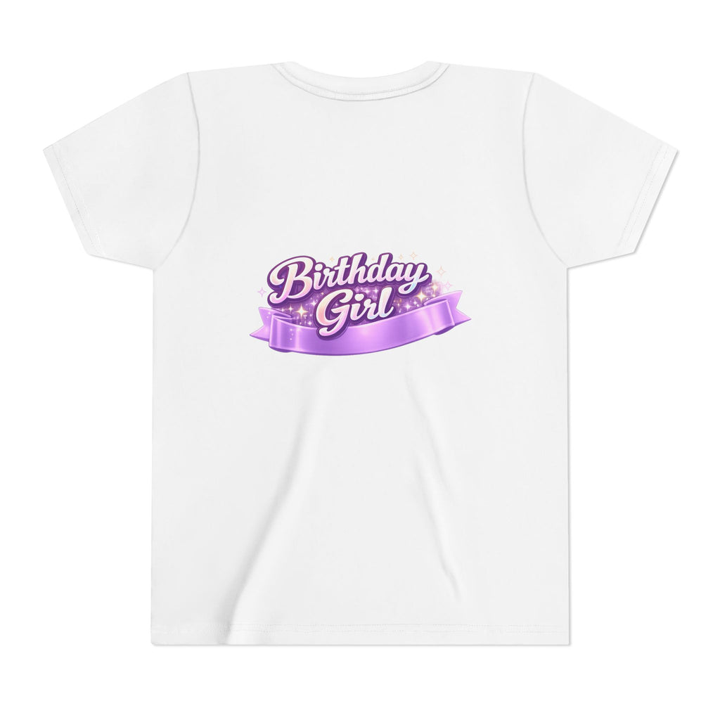 Girls' 5th Birthday Tee - 'Happy Birthday' Glitter Stars Design